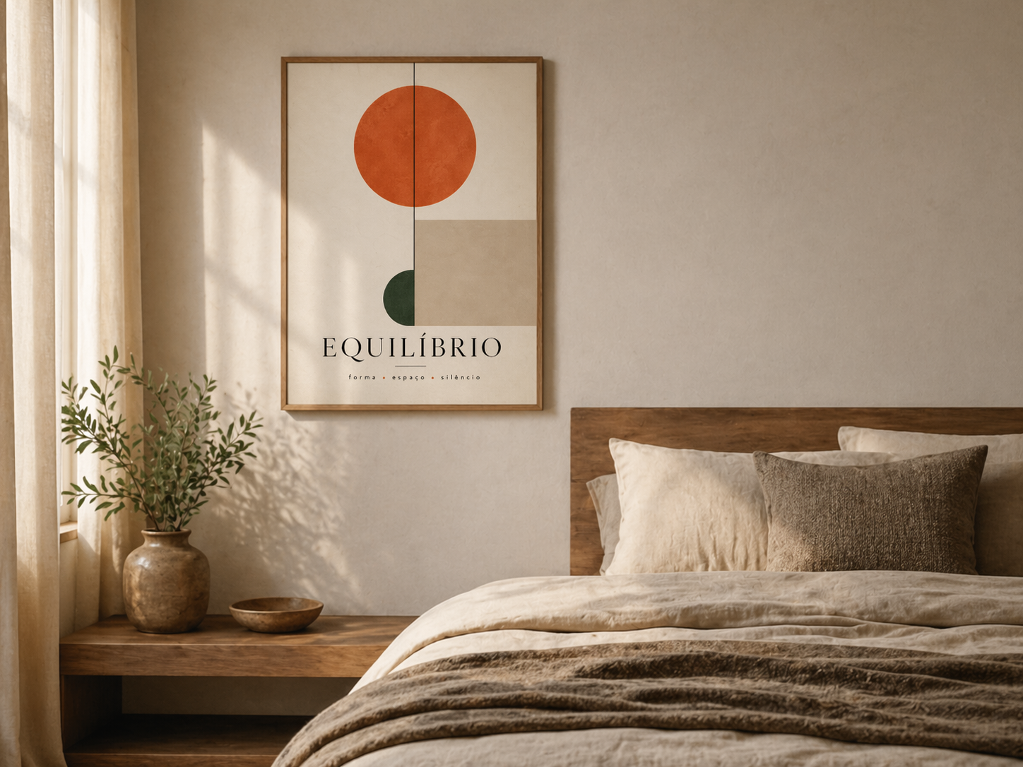 Quarto com pôster aplicado na parede